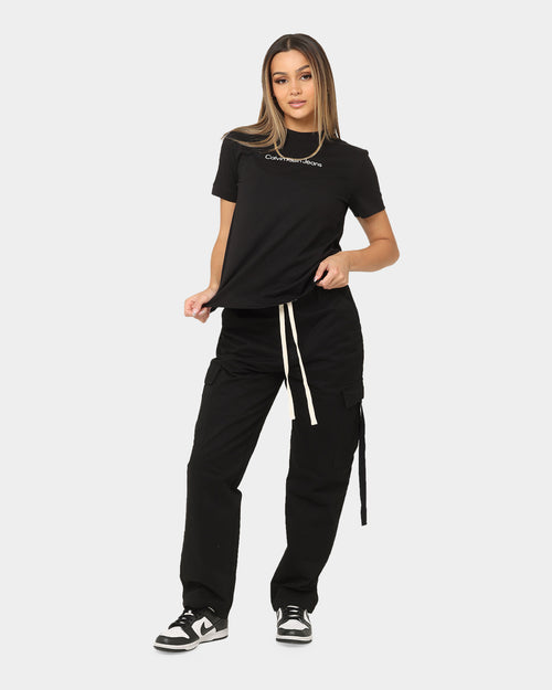 Calvin Klein Women's Shrunken Institutional T-Shirt Ck Black