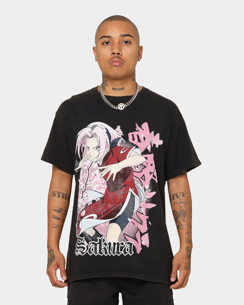 Goat Crew X Naruto Sakura CLR Vintage T-Shirt Washed Black