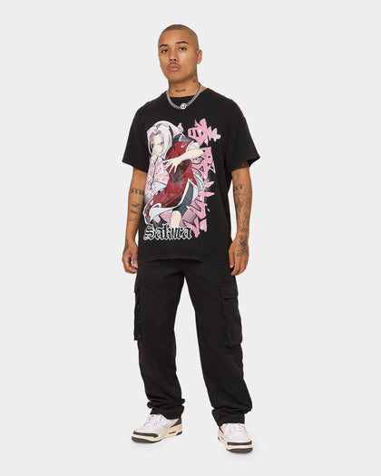 Goat Crew X Naruto Sakura CLR Vintage T-Shirt Washed Black