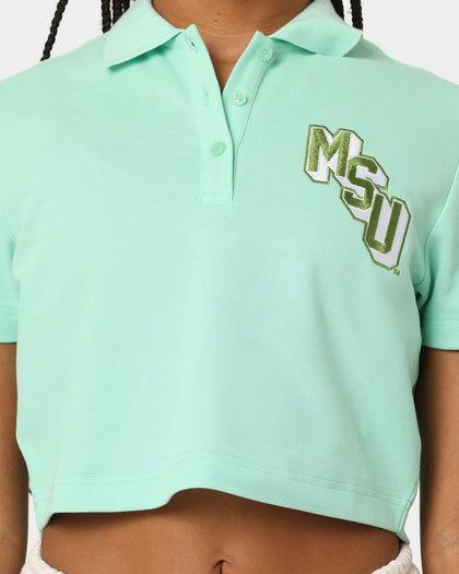 National Collegiate Athletic Association Michigan State University Spartans Women's W Letter Patch Crop Polo Lichen