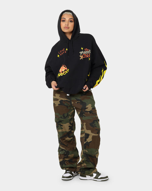 Goat Crew All Over No Cap Vintage Hoodie Black Wash