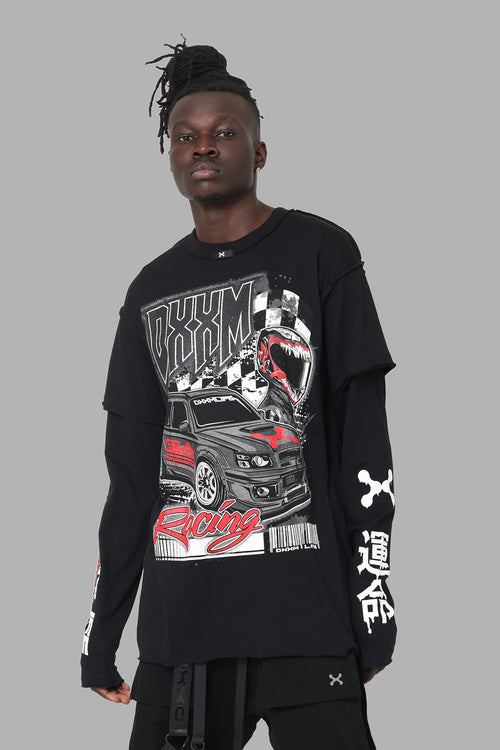 DXXMLife L-5 B Motor Sport Long Sleeve T-Shirt Black