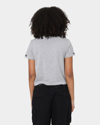 Crooks & Castles Women's Collar Logo Crop T-Shirt Heather Grey
