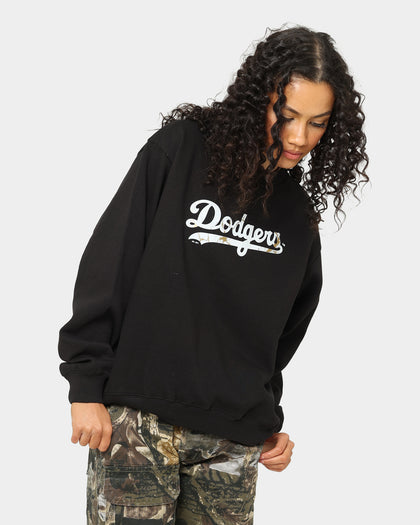 Majestic Athletic Women's Los Angeles Dodgers Copper Marble Wordmark Crewneck Black