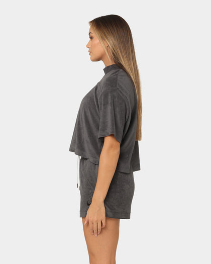 Nike Women's Nike Sportswear Terry Mock-Neck Terry T-Shirt Anthracite/Black