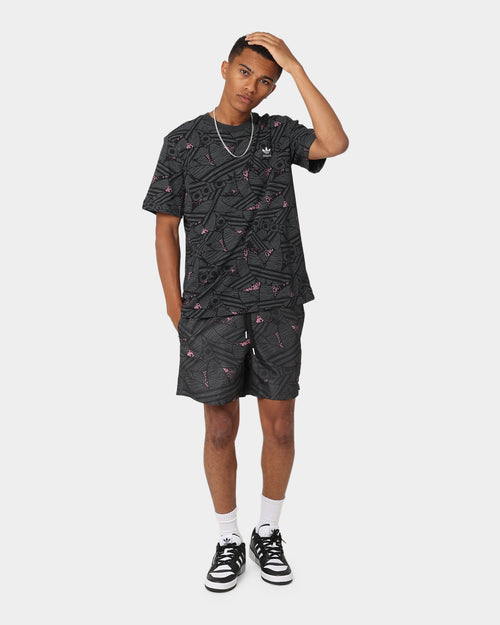 Adidas Trefoil All Over Print T-Shirt Black/Grey Six