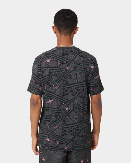 Adidas Trefoil All Over Print T-Shirt Black/Grey Six