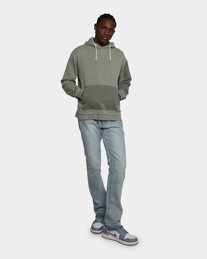 MNML Panelled Vintage Hoodie Olive