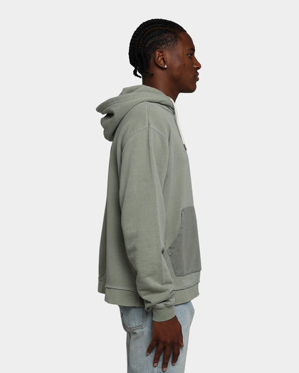 MNML Panelled Vintage Hoodie Olive