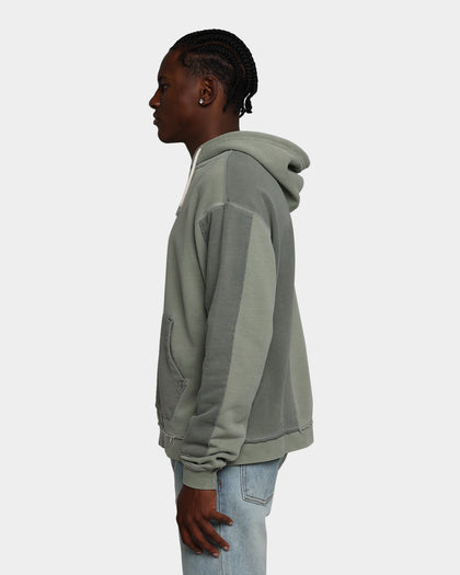 MNML Panelled Vintage Hoodie Olive