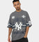 Majestic Athletic New York Yankees Champion Arch Stripe Oversized T-Shirt Gunmetal Grey