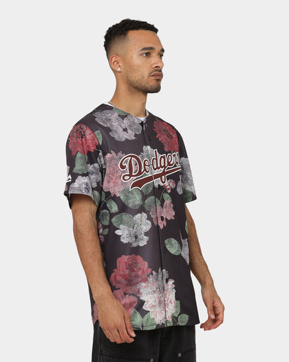 Majestic Athletic Los Angeles Dodgers Floral Wordmark Rep Jersey Faded Black