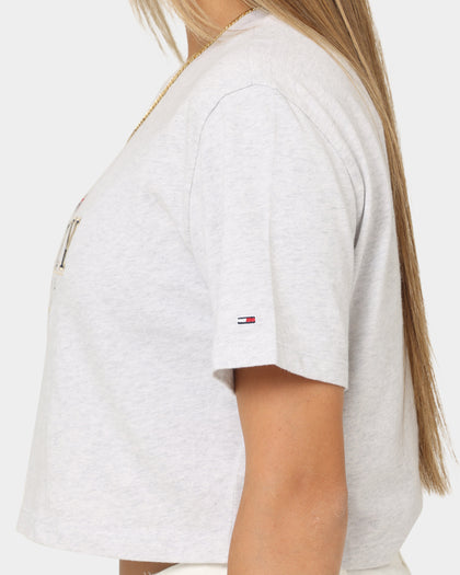 Tommy Jeans Women's TJW Super Crop Modern Prep 1 T-Shirt Silver Grey Heather