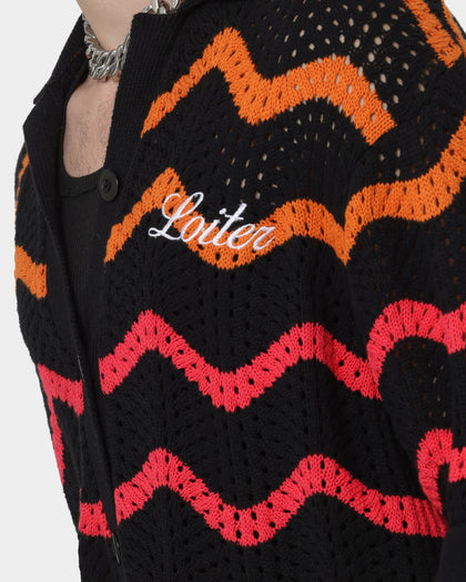 Loiter Breeze Knit Button-Up Shirt Black