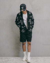 Carre Bandana Distressed Cardigan Black