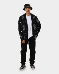 Carre Bandana Distressed Cardigan Black