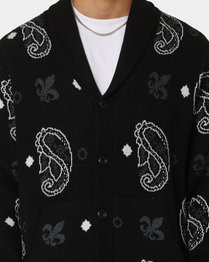 Carre Bandana Distressed Cardigan Black