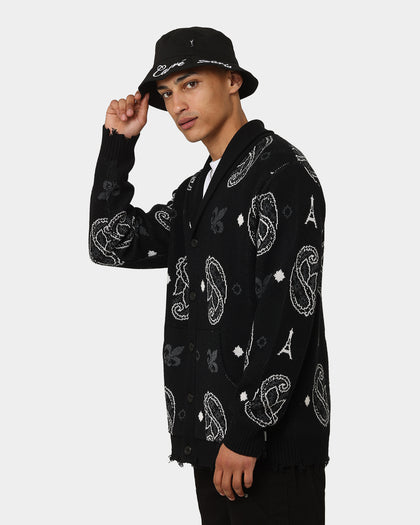 Carre Bandana Distressed Cardigan Black