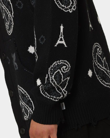 Carre Bandana Distressed Cardigan Black