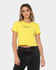 Crooks & Castles Women's Chain Leopard Crop T-Shirt Yellow