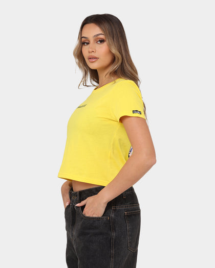 Crooks & Castles Women's Chain Leopard Crop T-Shirt Yellow