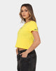 Crooks & Castles Women's Chain Leopard Crop T-Shirt Yellow