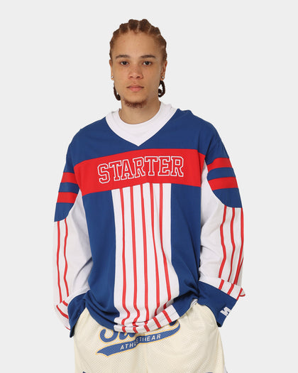 Starter Stripes Hockey Long Sleeve T-Shirt Blue/White/Red