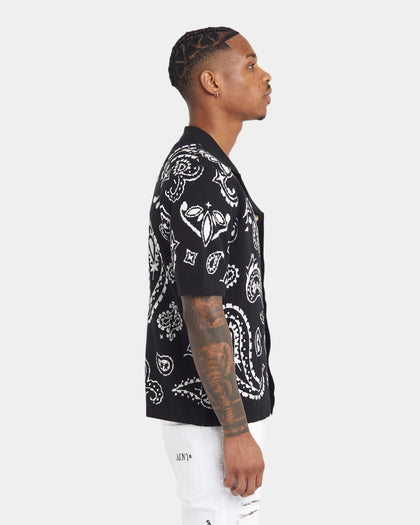 XXIII Ethan Paisley Button Up Shirt Black