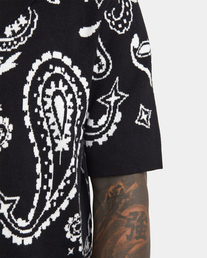 XXIII Ethan Paisley Button Up Shirt Black