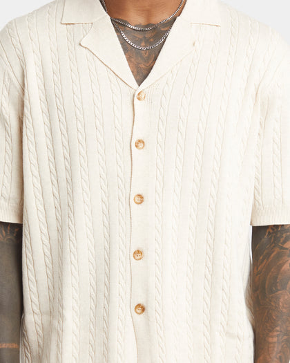 XXIII Terry Knit Button Up Shirt Tan