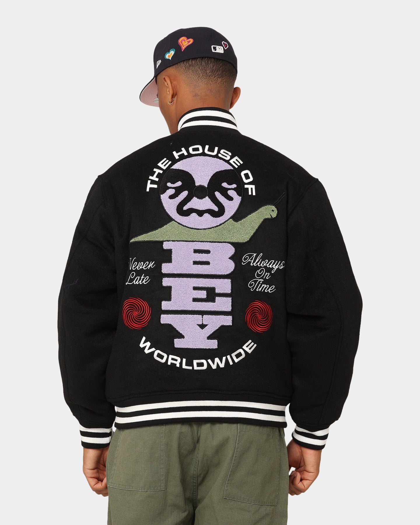 Obey Time Varsity Jacket Black | Culture Kings