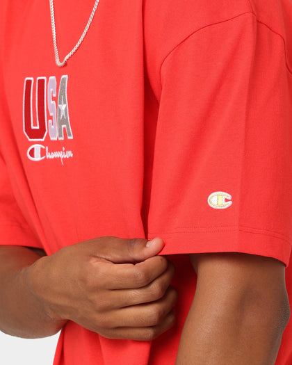Champion Heritage USA Small Logo T-Shirt Red Spark Csi