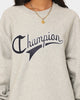 Champion Reverse Weave Cursive Logo Crewneck Oxford Heather