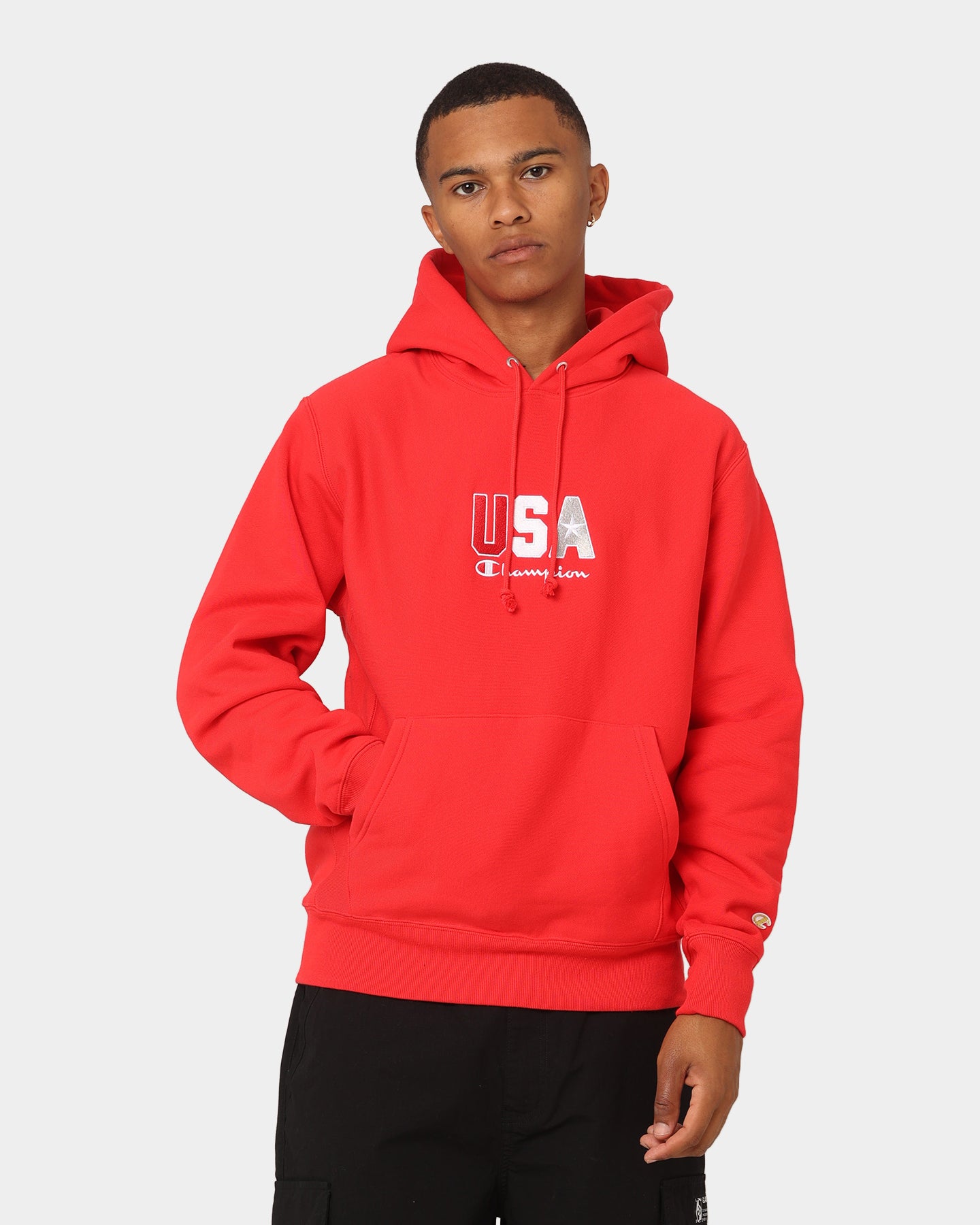 Champion Reverse Weave USA Hoodie Red Spark Csi | Culture Kings