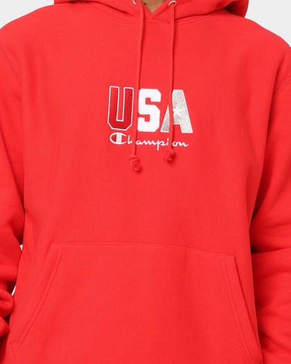 Champion Reverse Weave USA Hoodie Red Spark Csi