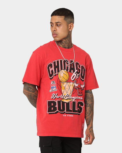 Mitchell & Ness Chicago Bulls Champion History Vintage T-Shirt Faded Red