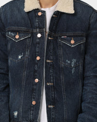Tommy Jeans Sherpa Trucker Jacket DF205 Denim Black