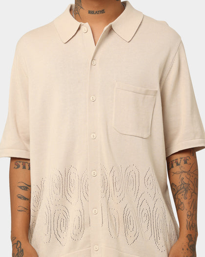 Stussy Perforated Swirl Knit Shirt Cream
