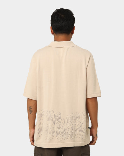 Stussy Perforated Swirl Knit Shirt Cream