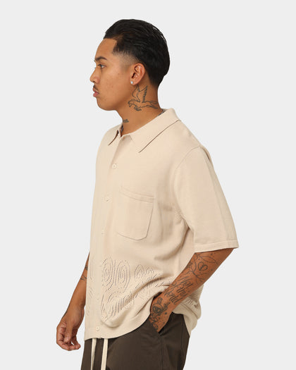 Stussy Perforated Swirl Knit Shirt Cream