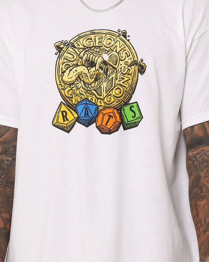 Rats Get Fat X Dungeons And Dragons Roll The Dice T-Shirt White
