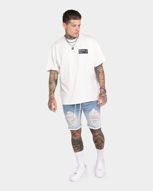 EN ES Gunner Skinny Ripped Shorts Gradient Blue