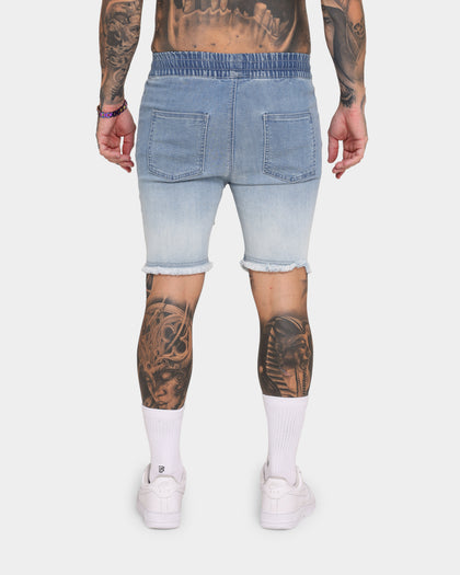 EN ES Gunner Skinny Ripped Shorts Gradient Blue