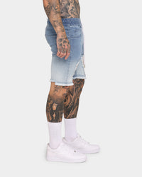 EN ES Gunner Skinny Ripped Shorts Gradient Blue