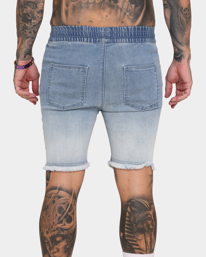 EN ES Gunner Skinny Ripped Shorts Gradient Blue