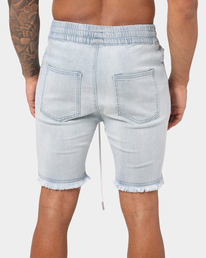 ENES Gunner Skinny Ripped Short Light Blue