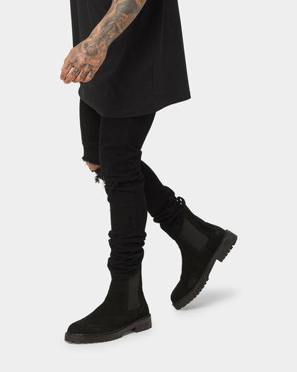 Saint Morta Index Distressed Biker Jeans Black
