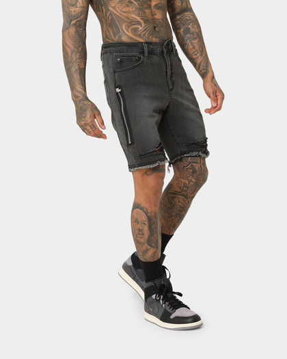 Saint Morta Codex Denim Shorts Vintage Black