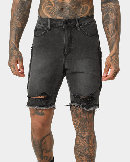 Saint Morta Codex Denim Shorts Vintage Black