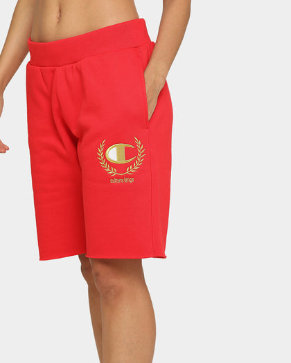 Champion Champion x Culture Kings Rev Weave Shorts Red/Gold